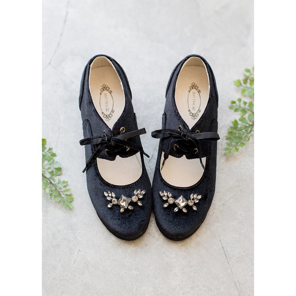 Joyfolie Black Embellished Mary Jane Baby Walker Shoes
